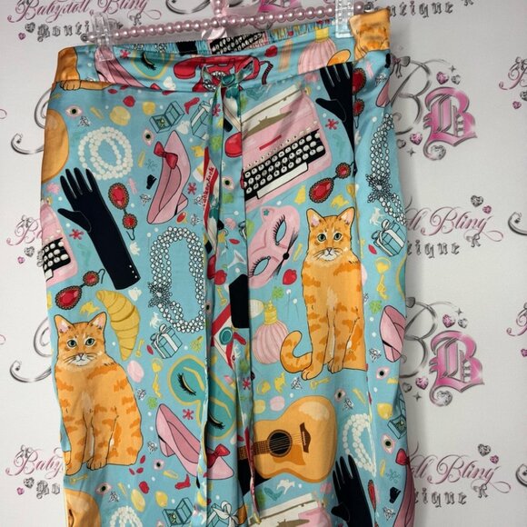 Karen mabon pants pj Colorful Cat Print Pajama Pants gummy bears pearls phone - Picture 2 of 16